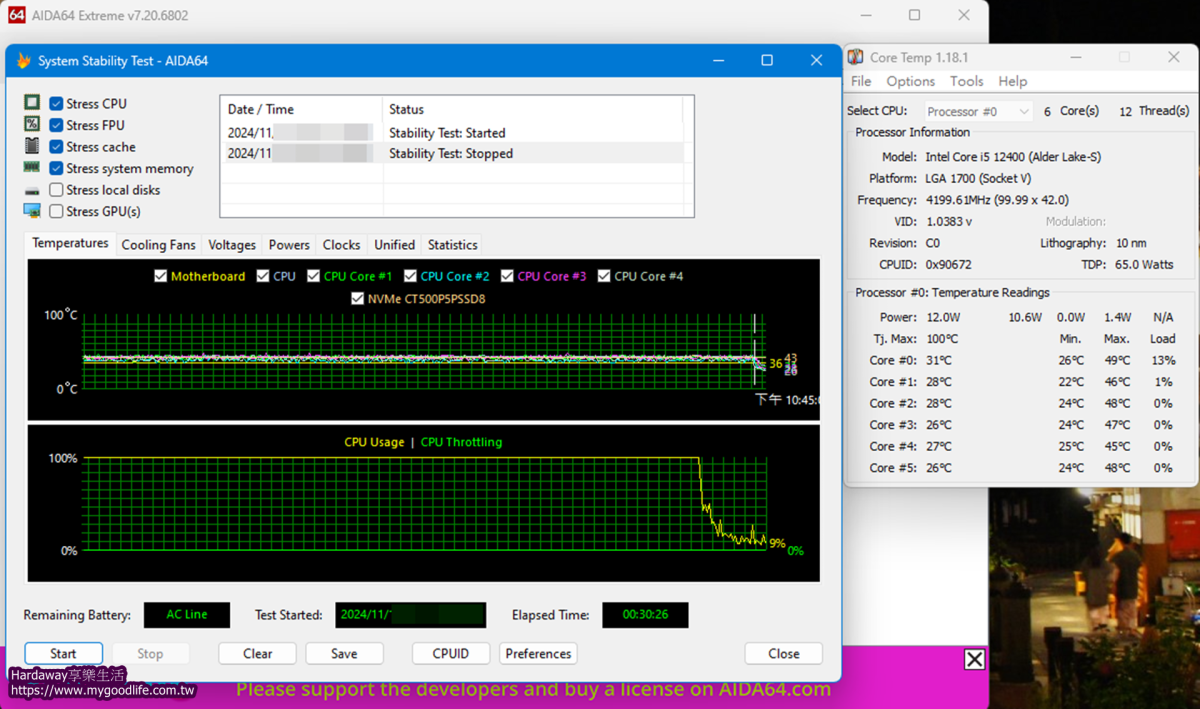 AIDA64系統穩定性測試