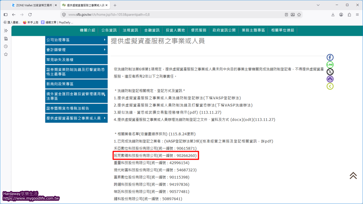 通過VASP洗錢防制登記虛擬貨幣交易所